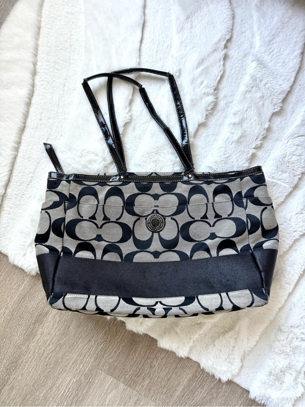 Coach Signature Black Canvas Tote Bag